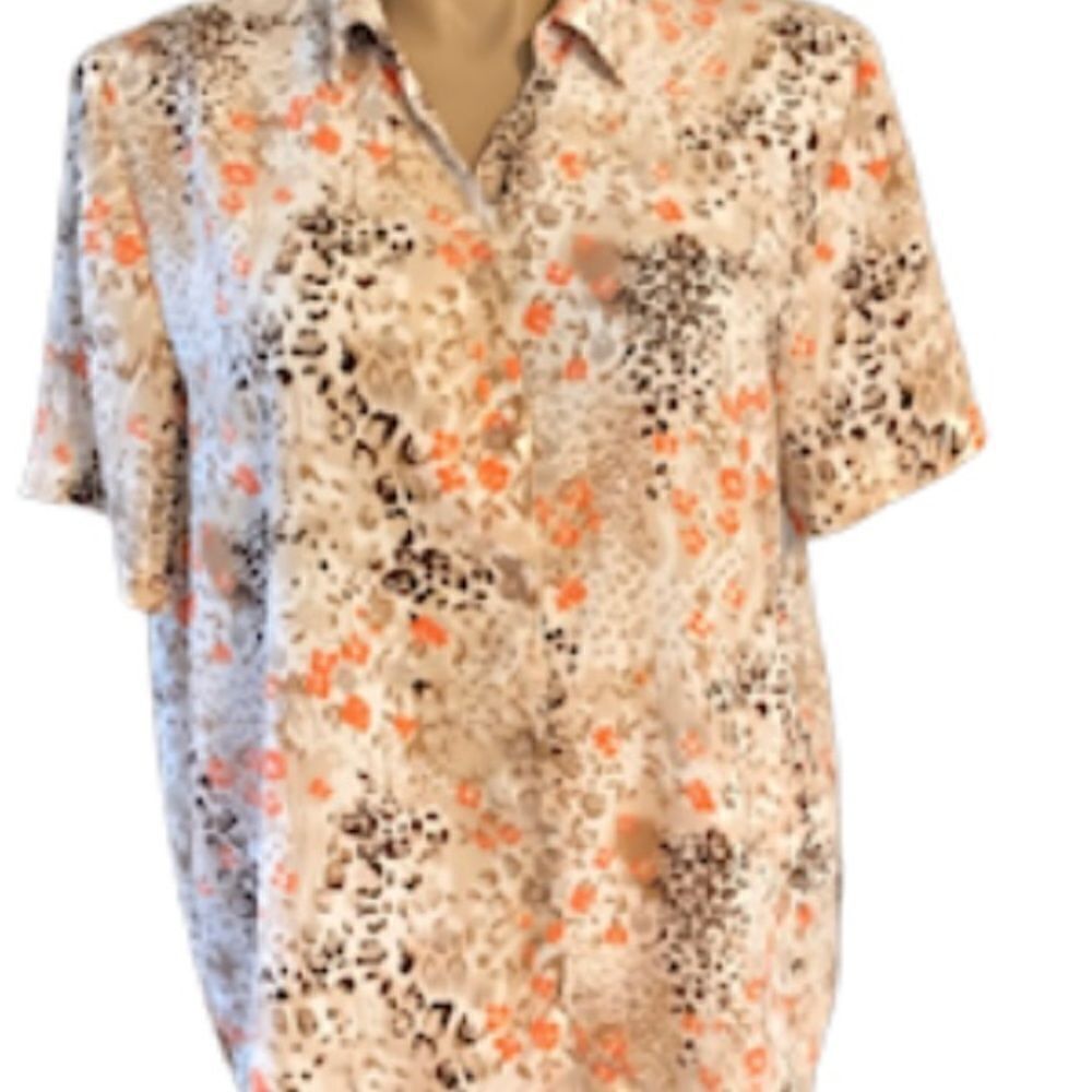 Southern Lady Size 18W Top Cream, Brown, Orange